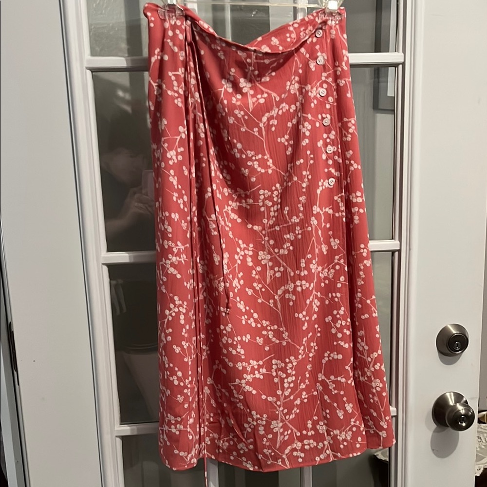Floral Wrap Pink Midi Skirt
